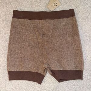 Nude Lucy Women’s Active Knit Shorts Organic Cotton Brown Size Small NWT